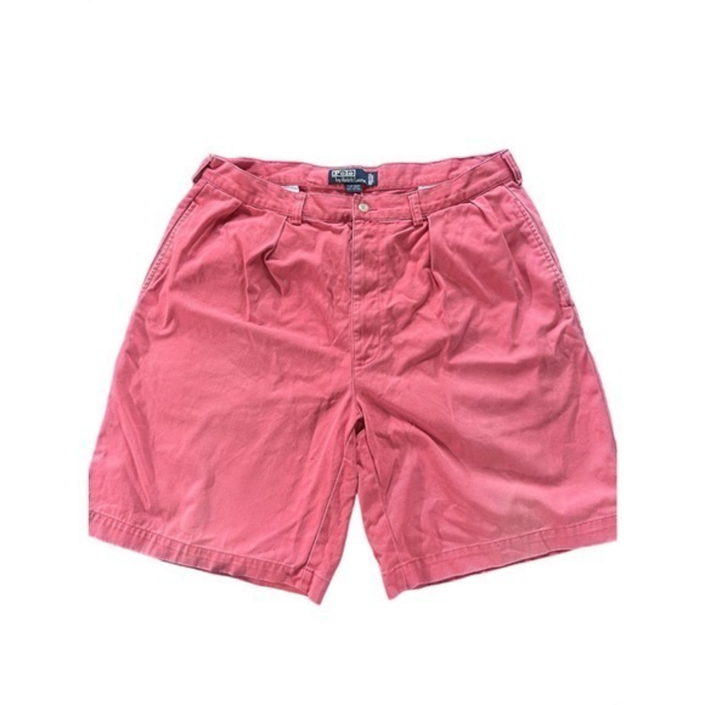 Polo Ralph Lauren Mens High Rise Pleat Front Tyler Chino Shorts Coral‎ Size 36
